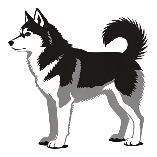 Alaskan Husky silhouette at scale