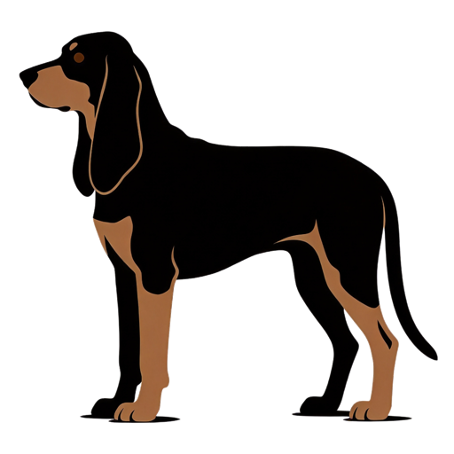 Black and Tan Coonhound silhouette at scale