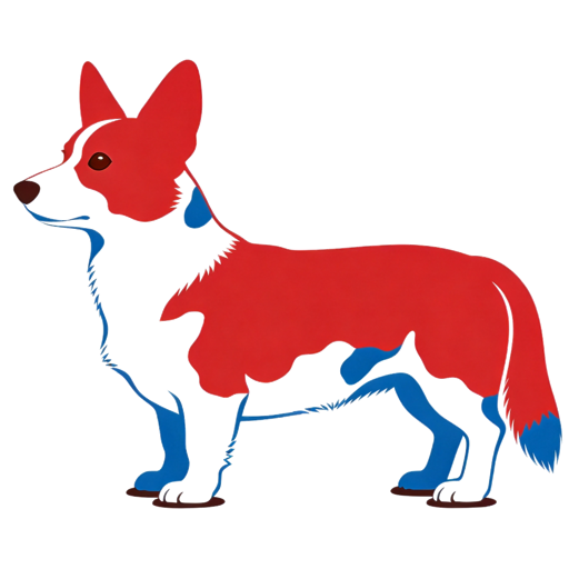 Cardigan Welsh Corgi silhouette at scale