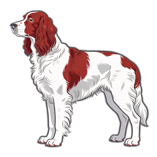Irish Red and White Setter silhouette at scale