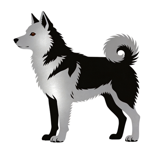 Norwegian Elkhound silhouette at scale