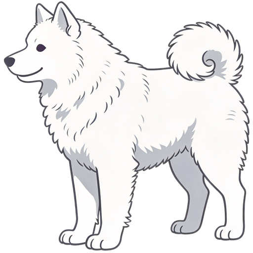Samoyed silhouette at scale